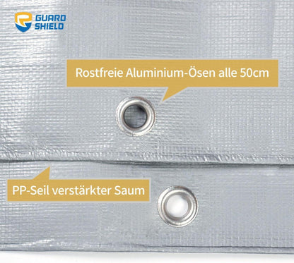 Abdeckplane mit Ösen 3m x 3m Wasserdicht Grau 160g/m²UV-stabilisiert Schimmelresistent