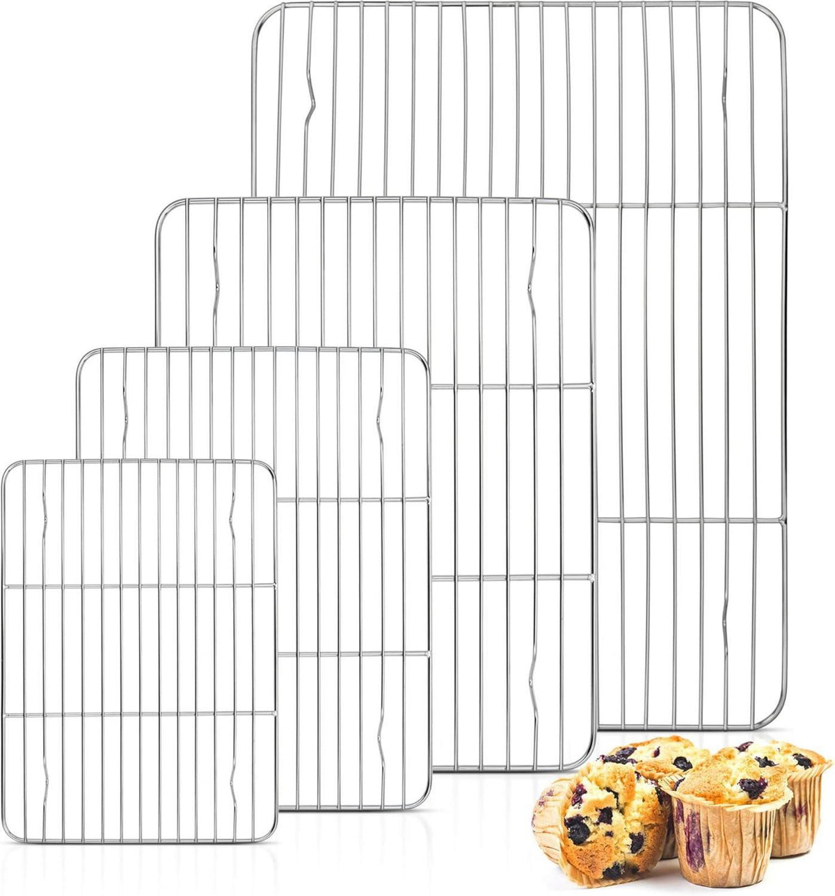 Edelstahl Kuchengitter Set 4 Stück zum Backen Grillen Rostfrei