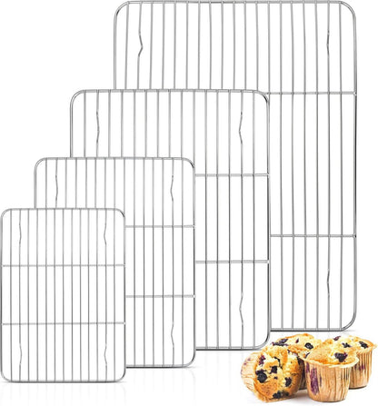 Edelstahl Kuchengitter Set 4 Stück zum Backen Grillen Rostfrei