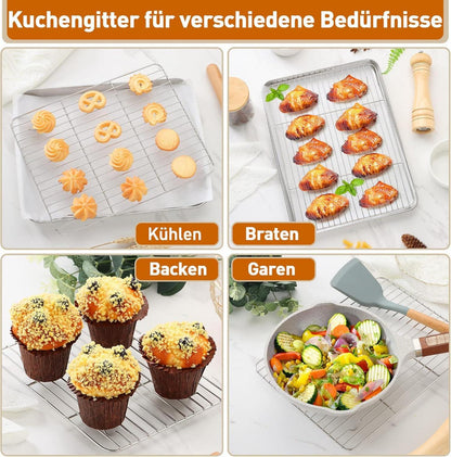 Edelstahl Abkühlgitter Set 4 Stück Backgitter Rostfrei Kuchengitter