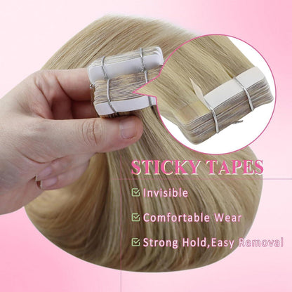 Blond Tape Extensions Echthaar 60 cm – Remy Haare Gerade