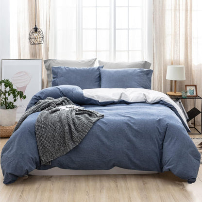 Bettwäsche Set 135x200 Baumwolle Denim Blue Stone Washed 2