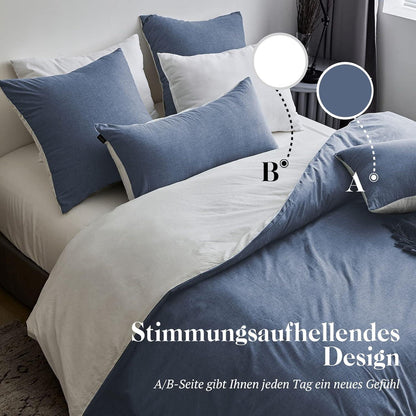 Hochwertiges SOULFUL Bettwäsche Set 135x200 Baumwolle Denim