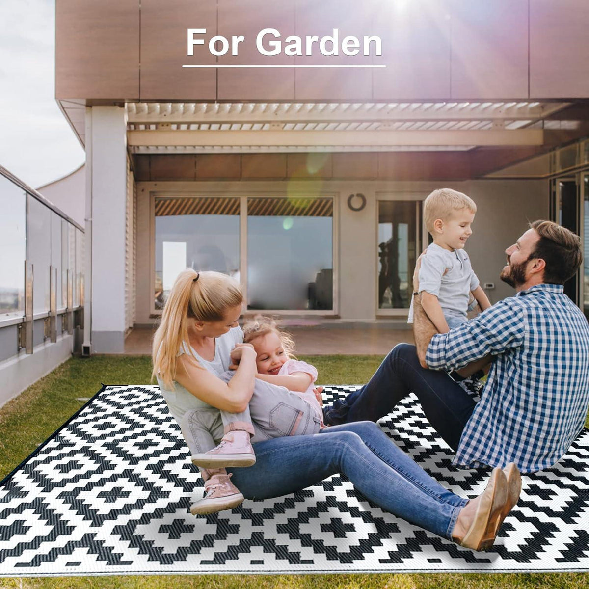 CHOSHOME Wetterfester Outdoor Teppich 150x240CM - Balkon Terrasse Garten