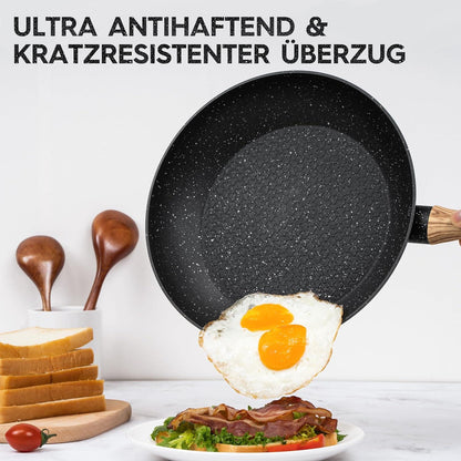 Antihaft-Bratpfanne mit Deckel 26cm, gesunde