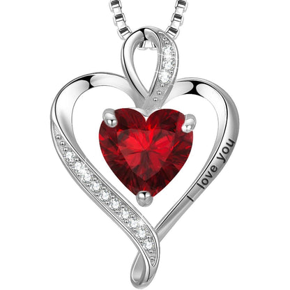 Silber Herz Kette Damen "I love you" Gravur & Geburtsstein