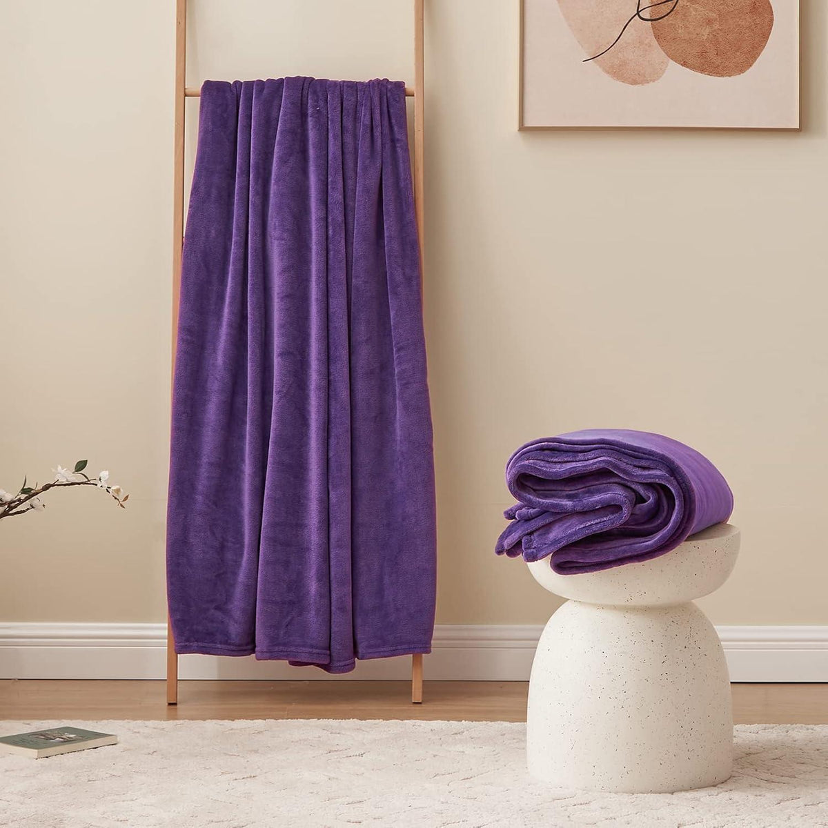Kuscheldecke Flauschig Violett 130x150 cm Weiche Fleecedecke für Sofa