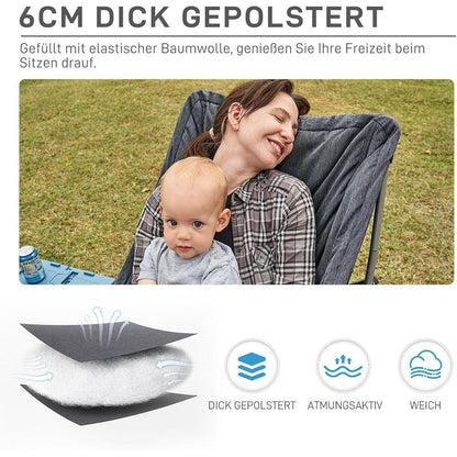 Luxus Campingstuhl Faltbar 6CM Gepolstert Hohe Rückenlehne