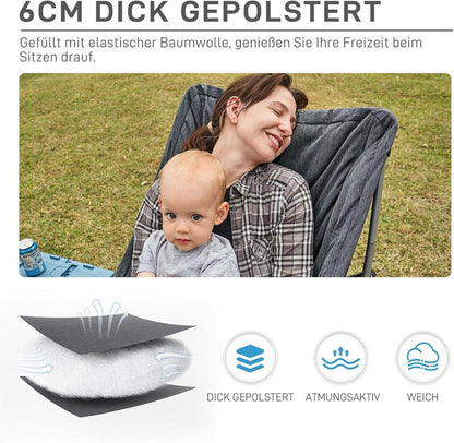 Faltbarer Campingstuhl 6CM Gepolstert 120KG Belastbar Hohe Rückenlehne