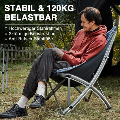 Luxus Campingstuhl faltbar 6CM gepolstert hohe Rückenlehne 120KG