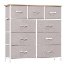 Kommode mit 9 Stoffschubladen – Aschgrau, 100x30x99 cm