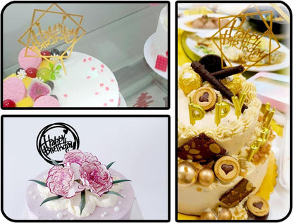 Happy Birthday Cake Topper Set Gold Schwarz 15cm - Geburtstagsdeko