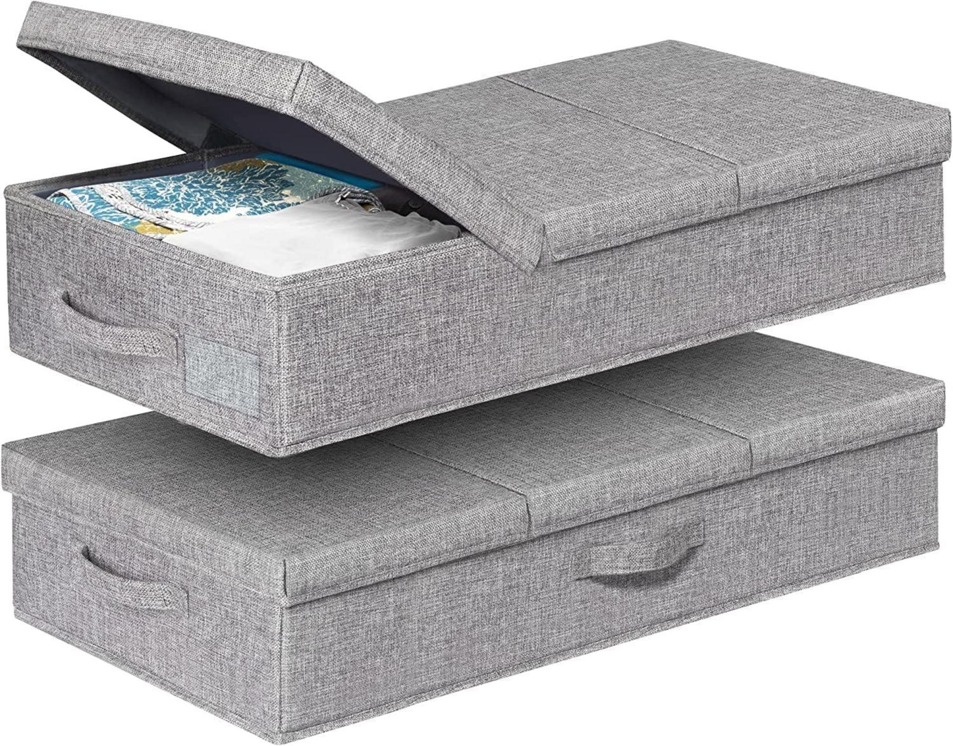 Faltbare Unterbett Aufbewahrungsbox 2er Set 15cm Hoch, Grau