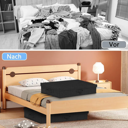 Faltbare Unterbett Aufbewahrungsboxen 2 Stück Schwarz 15cm Hoch