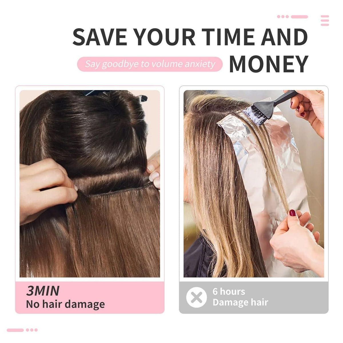60cm Lange Wellige Haarverlängerung – Clip-In, Schwarz Braun