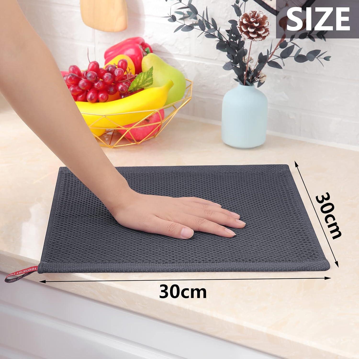 Moosfor Geschirrtücher 8er Set 100% Baumwolle Saugfähig 30x30cm Grau