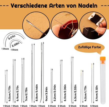 59-teiliges Leder-Nähset mit Nadeln, Ösen, gewachstem Faden