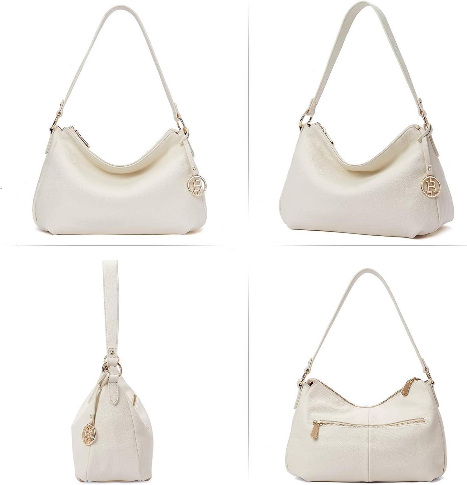 Braune Damen Schultertasche aus PU Leder Hobo Handtasche Beige