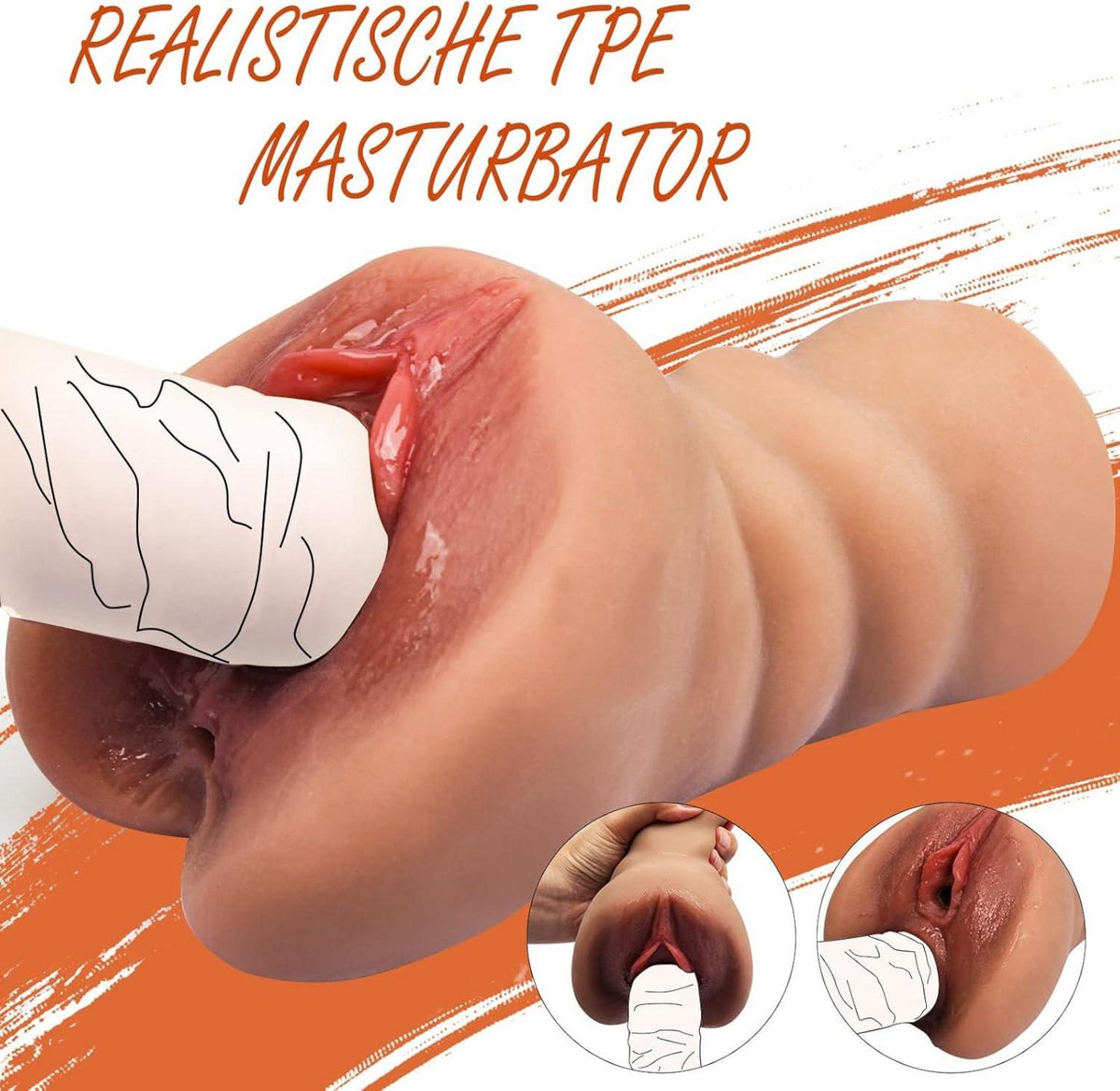 Realistischer Masturbator groß mit 3D Vagina und Analöffnung