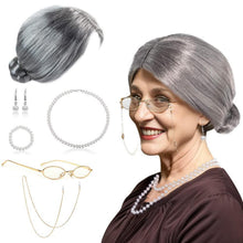 Oma Perücke Damen Old Lady Kostüm Großmutter Cosplay Kit