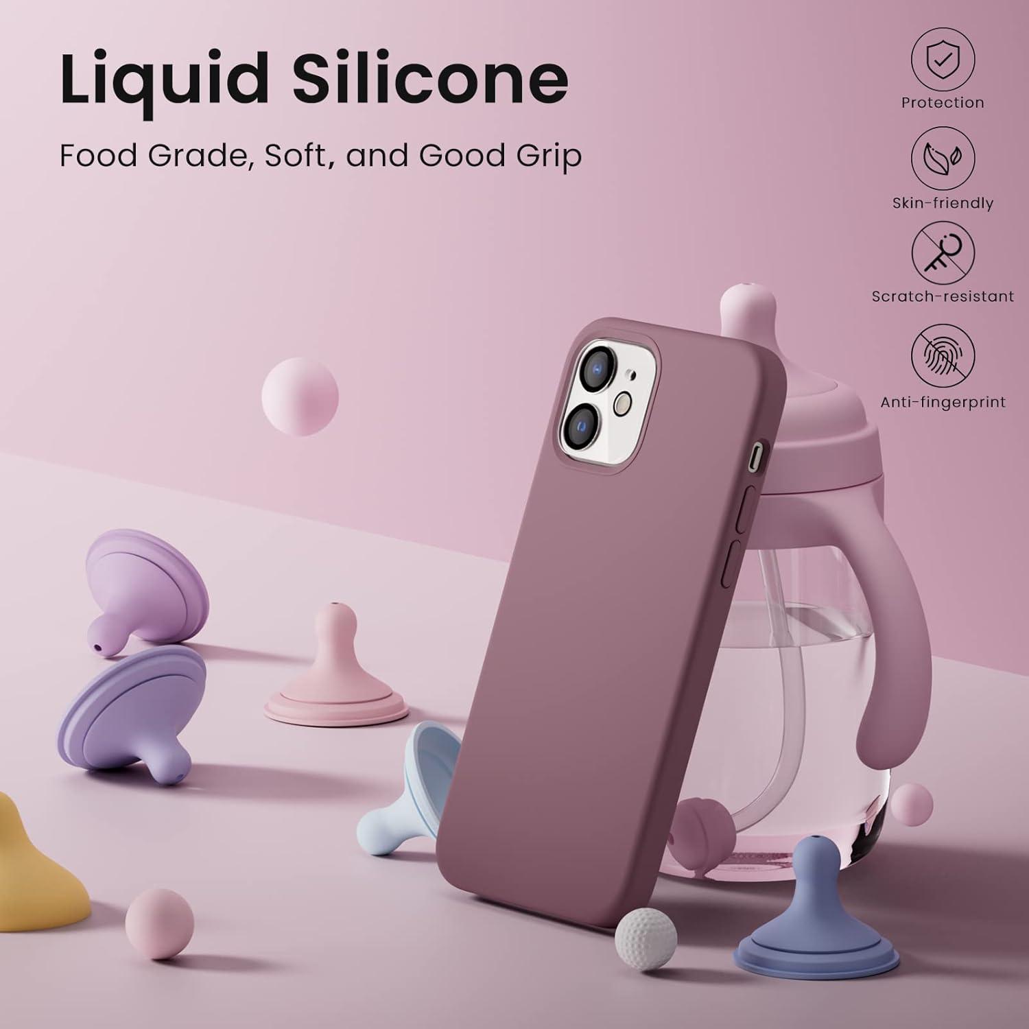 iPhone 12 Pro Silikon Case mit Schutzfolie und Kameraschutz