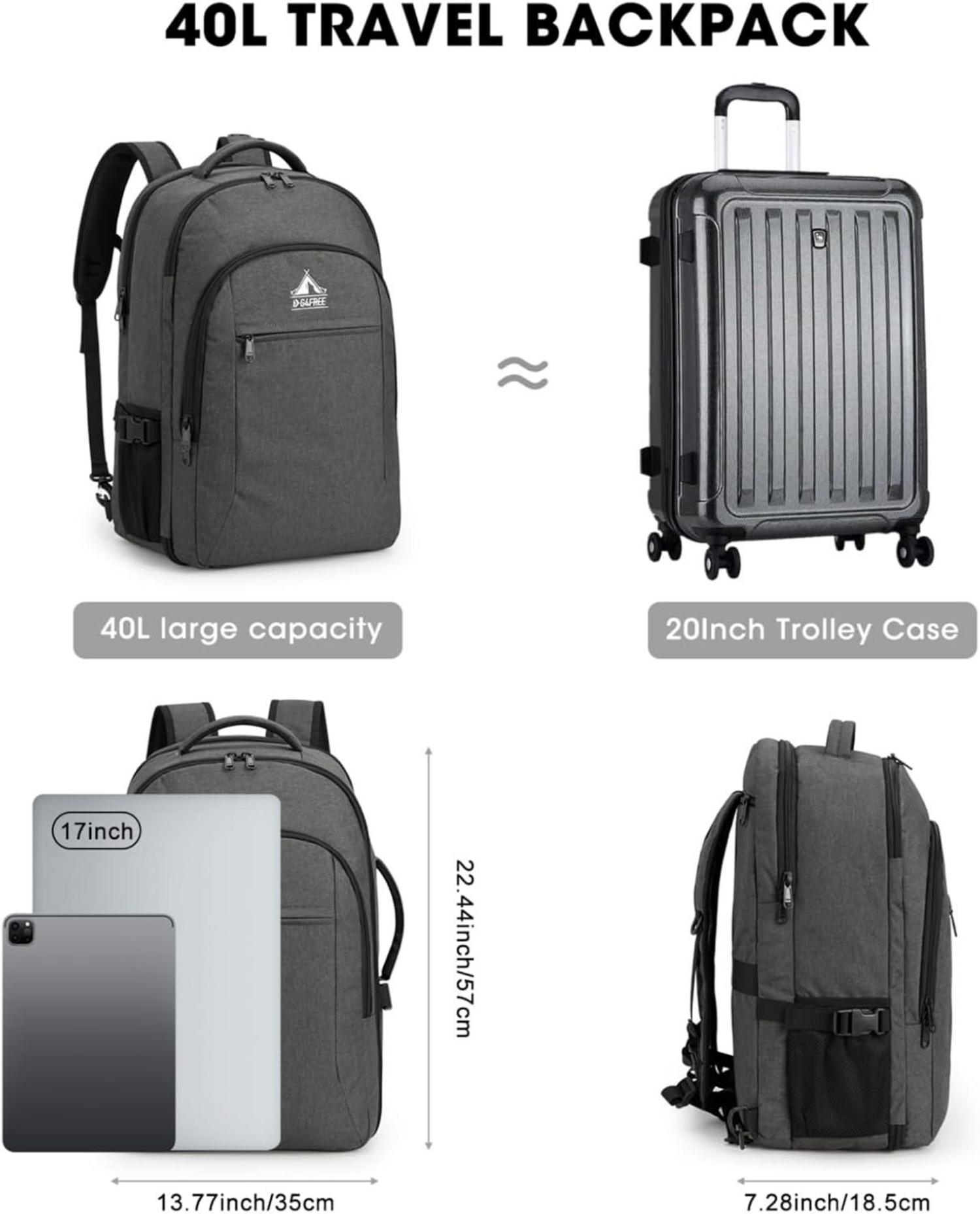 G4Free 40L Rucksack Damen Herren 17-Zoll Laptop Packwürfel