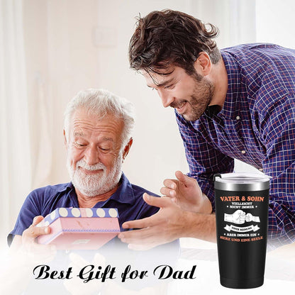 Livole Papa Geschenk Thermobecher Edelstahl Vater Sohn 600ml