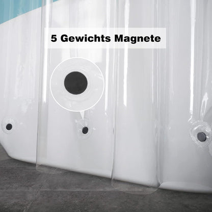 Duschvorhang Transparent 180x200 Wasserdicht mit Magneten und Metallösen