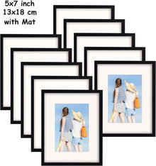 10er Set Bilderrahmen Schwarz 13x18 cm mit Beige