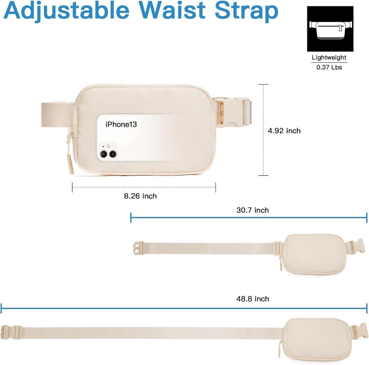 Telena Bauchtasche Gürteltasche Sport Hüfttasche Crossbody Beige