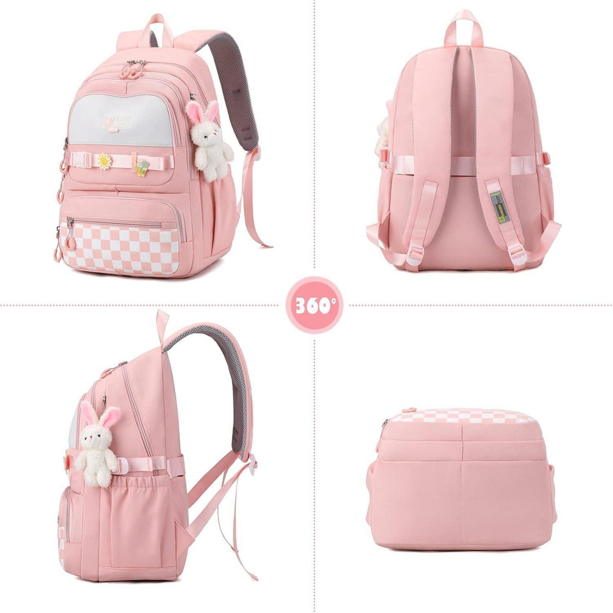 Schulranzen Kinder Schulrucksack für Mädchen Jungen Schwarz