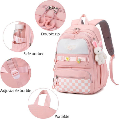 JANSBEN Schulrucksack Jungen Mädchen Schwarz Nylon 21L