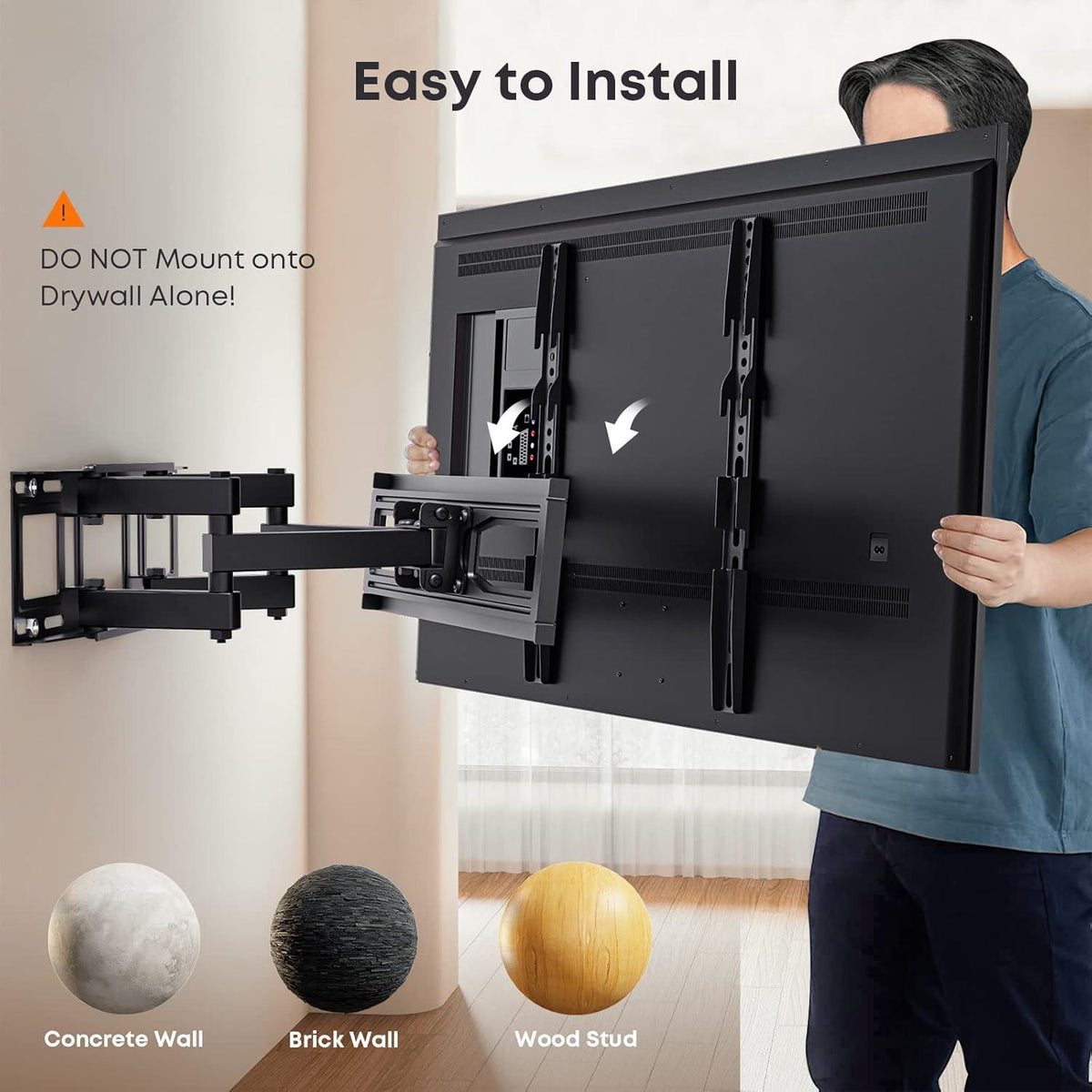TV Wandhalterung Schwenkbar Neigbar 32-70 Zoll Flach Curved bis 40kg VESA