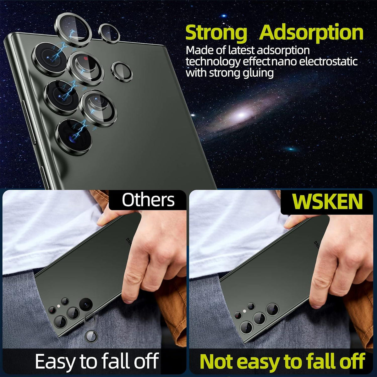 WSKEN Samsung Galaxy S23 Ultra Kamera Schutzfolie aus gehärtetem Glas
