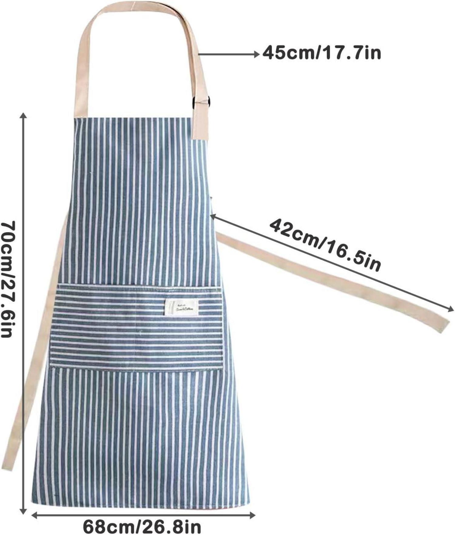 Chef Küchenschürze blau gestreift, verstellbar mit
