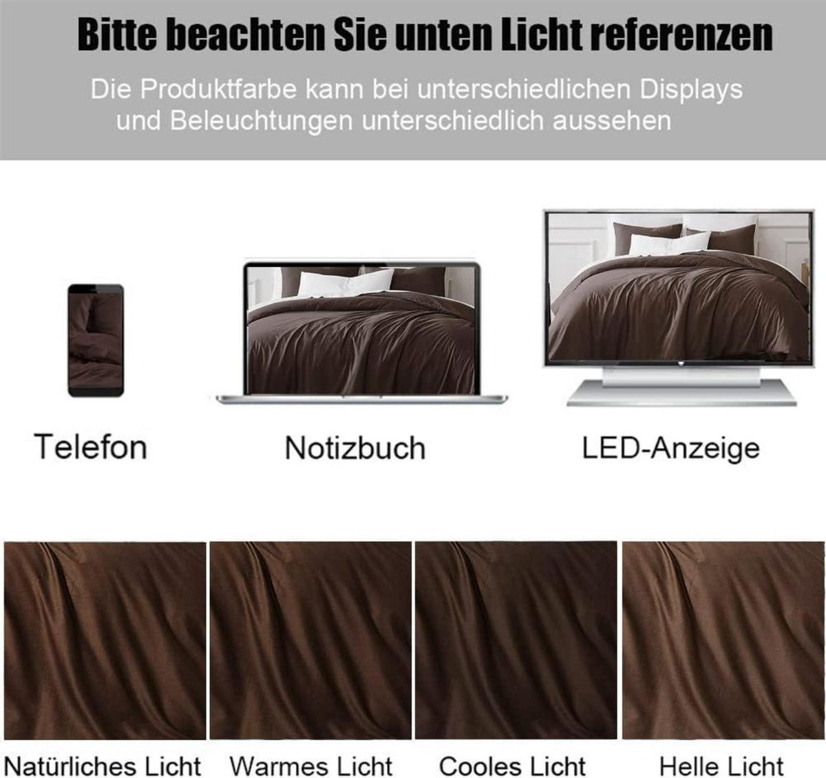 Bettwäsche Braun 135x200 6-teilig - Bettbezüge 135x200 + Kissenbezüge