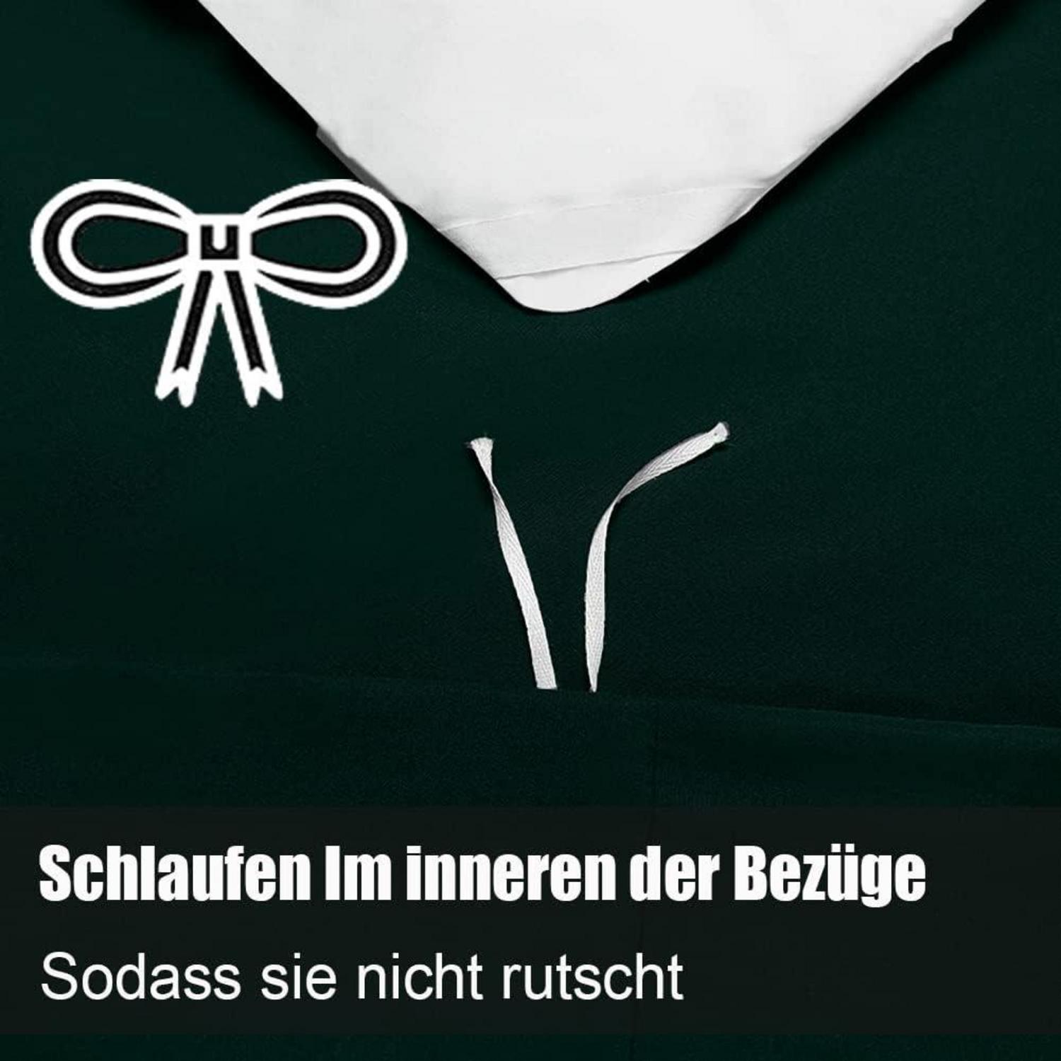 Soifox Bettwäsche Set Grün 155x220cm Mikrofaser mit Reißverschluss