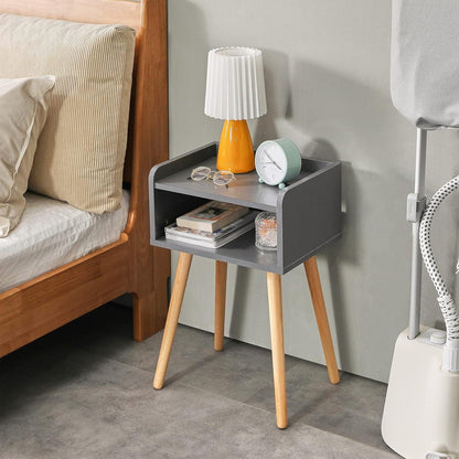 Nachttisch in grau, skandinavisches Design, Massivholz, 38.5x29x59.5cm, IBUYKE