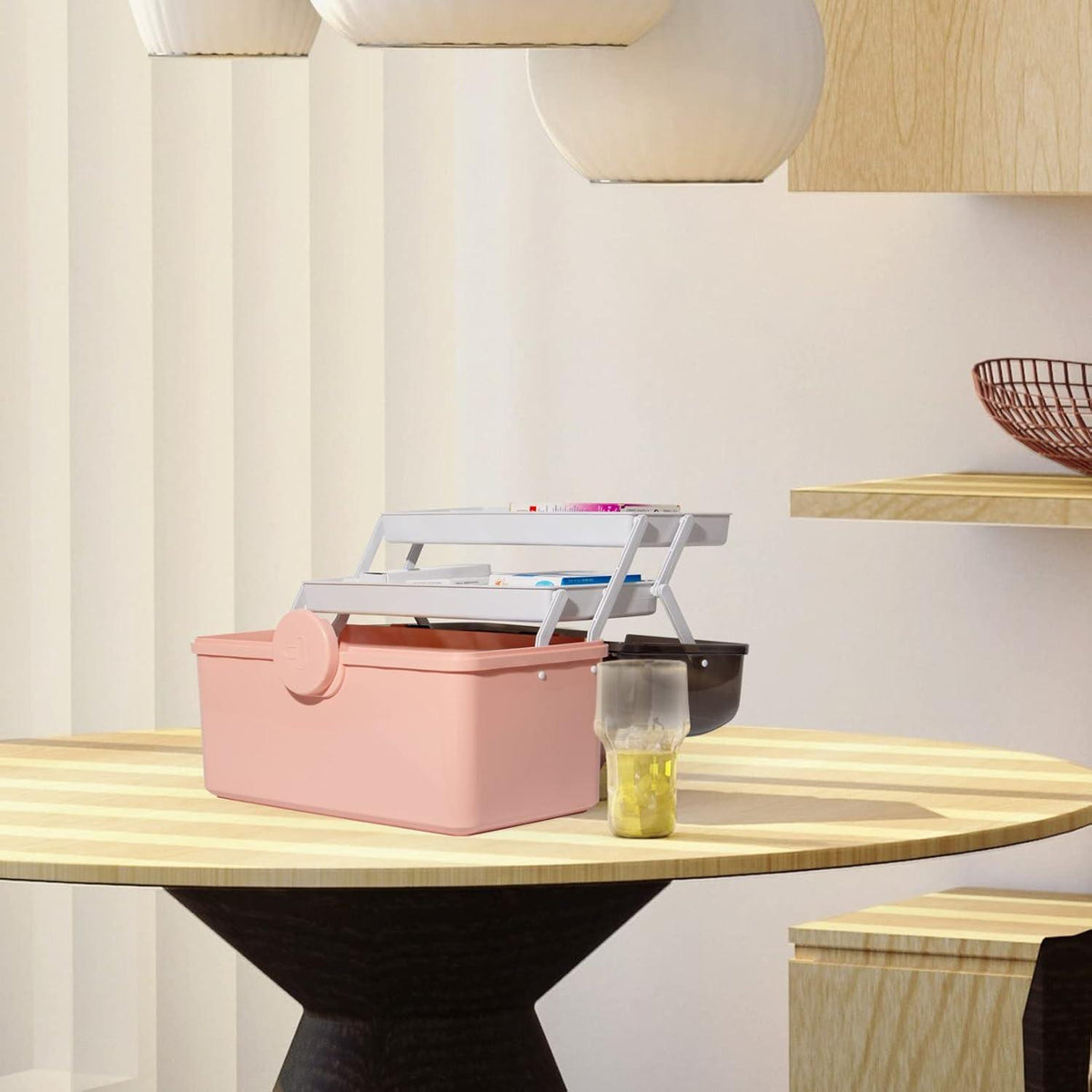 Theo&Cleo Medizinkoffer Aufbewahrung Hausapotheke Box Groß Pink