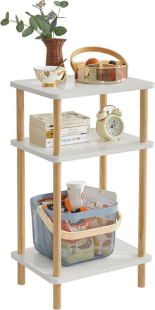 Beistelltisch Nachttisch Holz 3 Ebenen Weiß Modernes Design