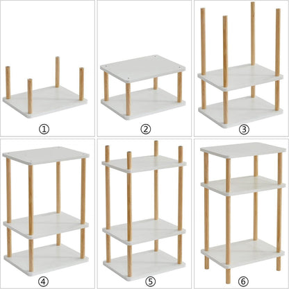 IBUYKE Beistelltisch Nachttisch 3 Ebenen Holz Weiß 39x29x68.5cm