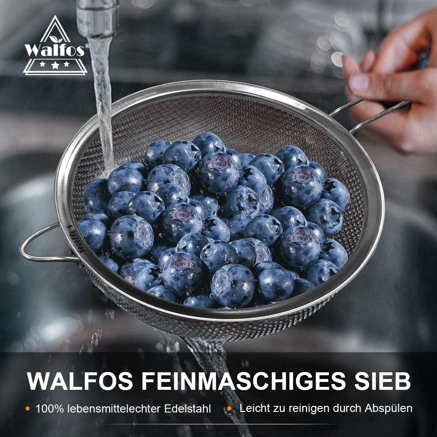 Großes Extrafeines Edelstahlsieb mit stabilem Griff 2er-Set 20cm+24cm