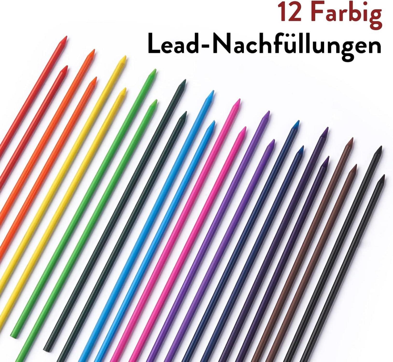 Druckbleistift 2mm Set mit Etui, Metallminenhalter, 60