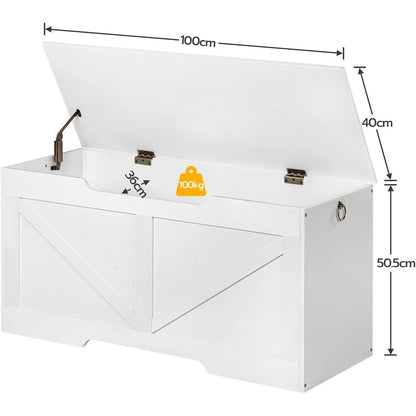 Truhe mit Stauraum & Sitzbank, 100cm, Weiß
