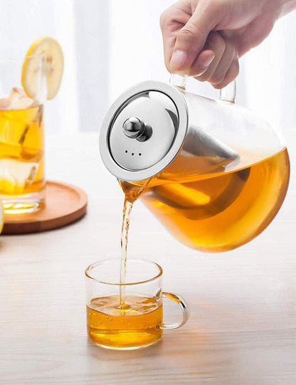 Teekanne Glas mit Siebeinsatz, Borosilikatglas Teeservice, Teekanne 1300ML
