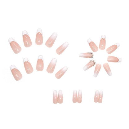 Press on Nägel Weiß Glänzend mit Strass 24 Stück für Nail Art