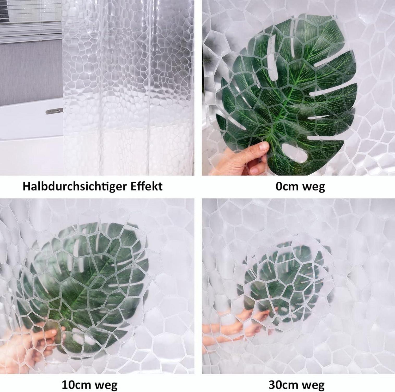 Duschvorhang 180x180cm Transparent Eva Anti-schimmel mit Magneten und Metallösen