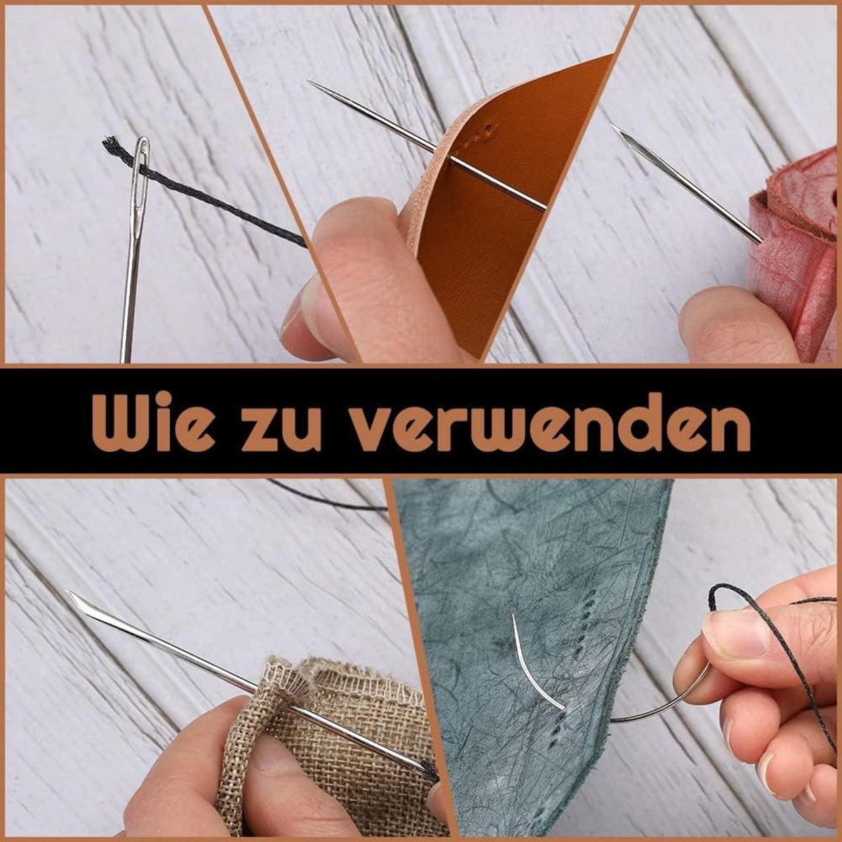 150m Lederfaden Set inkl. Nähnadeln Schwarz - DIY Lederhandwerk