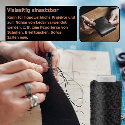 150D Schwarz Leder Faden Set mit 7 Ledernähnadeln