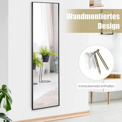 Ganzkörperspiegel Wand & Tür, 120x37cm, Schwarz mit Metallrahmen